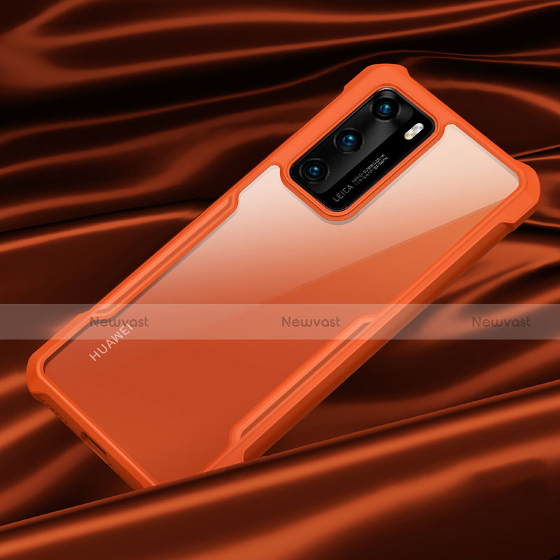 Silicone Transparent Mirror Frame Case Cover M01 for Huawei P40 Orange
