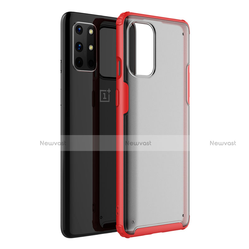 Silicone Transparent Mirror Frame Case Cover M01 for OnePlus 8T 5G Red