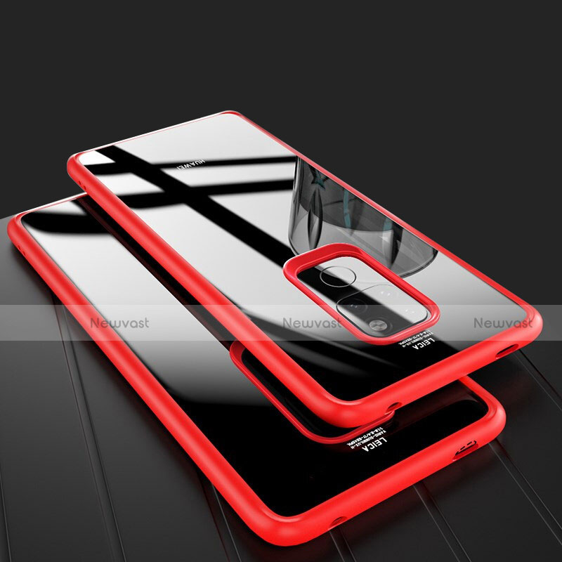 Silicone Transparent Mirror Frame Case Cover M02 for Huawei Mate 20 Red