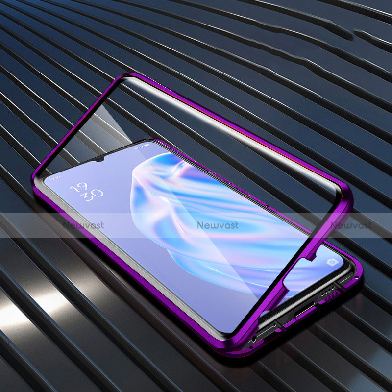 Silicone Transparent Mirror Frame Case Cover M02 for Oppo A91 Purple
