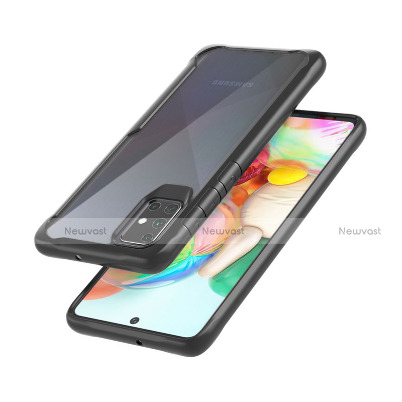 Silicone Transparent Mirror Frame Case Cover M02 for Samsung Galaxy A71 5G Black
