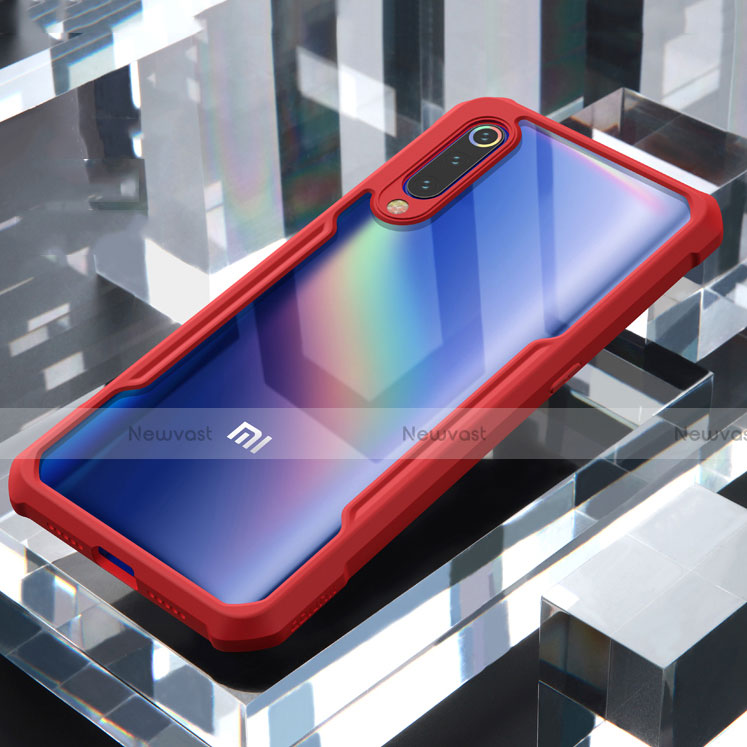 Silicone Transparent Mirror Frame Case Cover M02 for Xiaomi Mi 9 SE Red