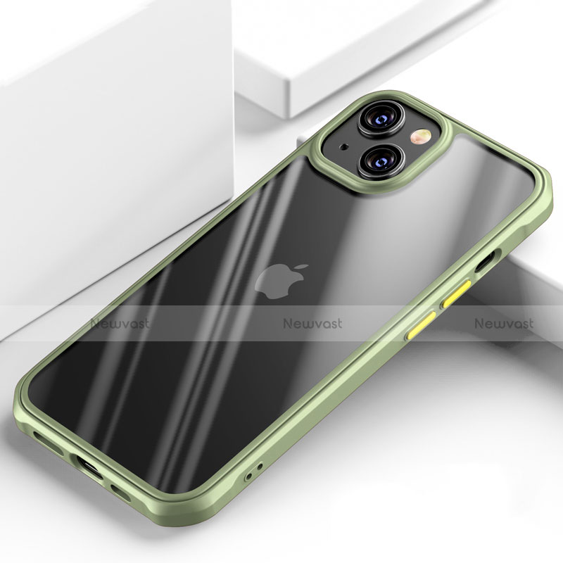Silicone Transparent Mirror Frame Case Cover M03 for Apple iPhone 13 Mini Green