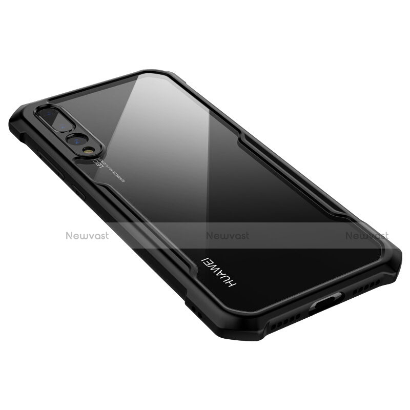Silicone Transparent Mirror Frame Case Cover M03 for Huawei P20 Pro Black
