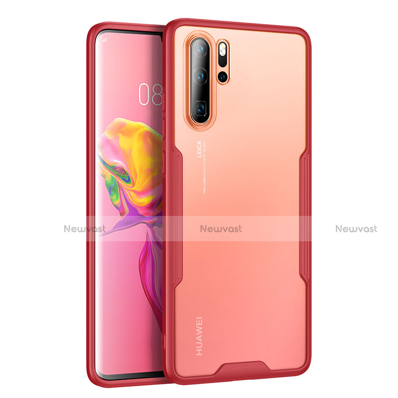Silicone Transparent Mirror Frame Case Cover M03 for Huawei P30 Pro New Edition Red