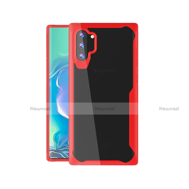 Silicone Transparent Mirror Frame Case Cover M03 for Samsung Galaxy Note 10 Plus 5G Red