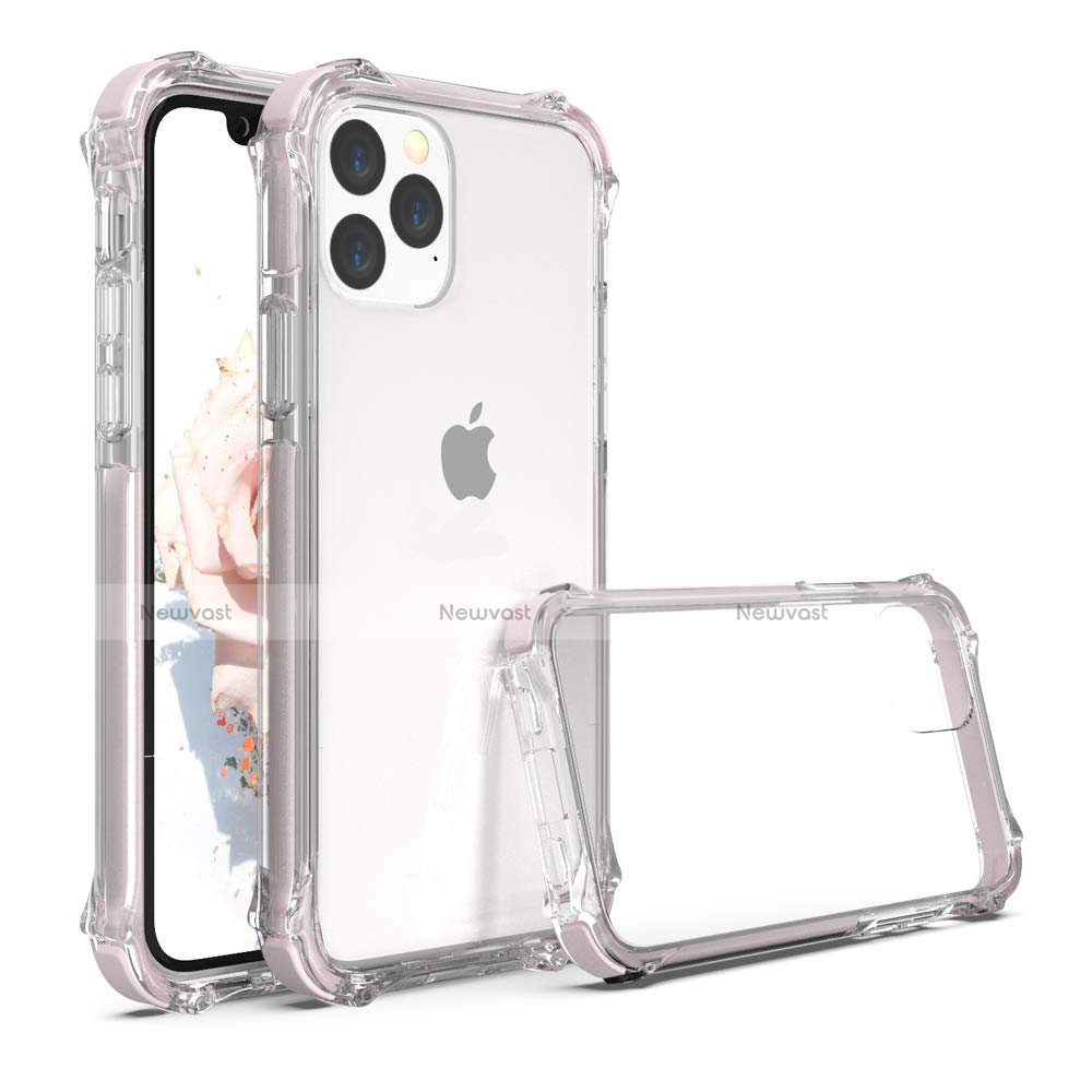 Silicone Transparent Mirror Frame Case Cover M04 for Apple iPhone 11 Pro Max Rose Gold