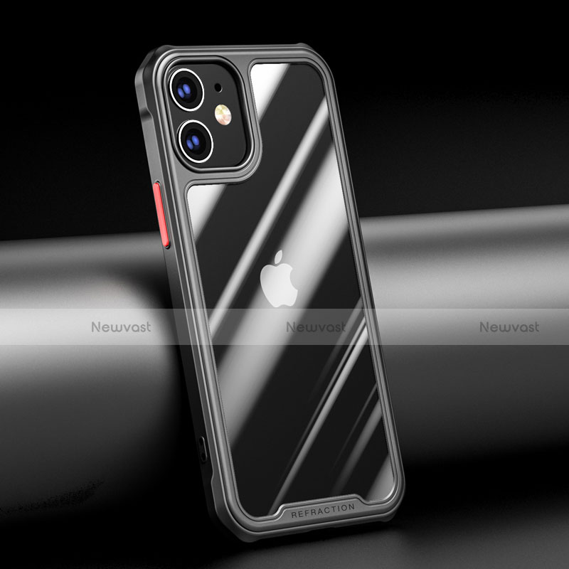 Silicone Transparent Mirror Frame Case Cover M04 for Apple iPhone 12 Mini Black