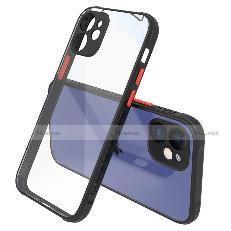 Silicone Transparent Mirror Frame Case Cover M05 for Apple iPhone 12 Black
