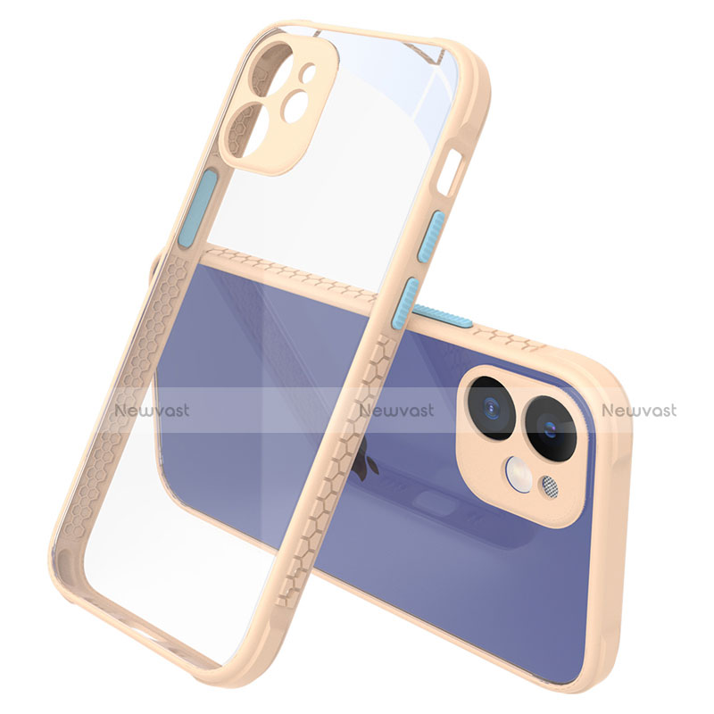 Silicone Transparent Mirror Frame Case Cover M05 for Apple iPhone 12 Mini Gold