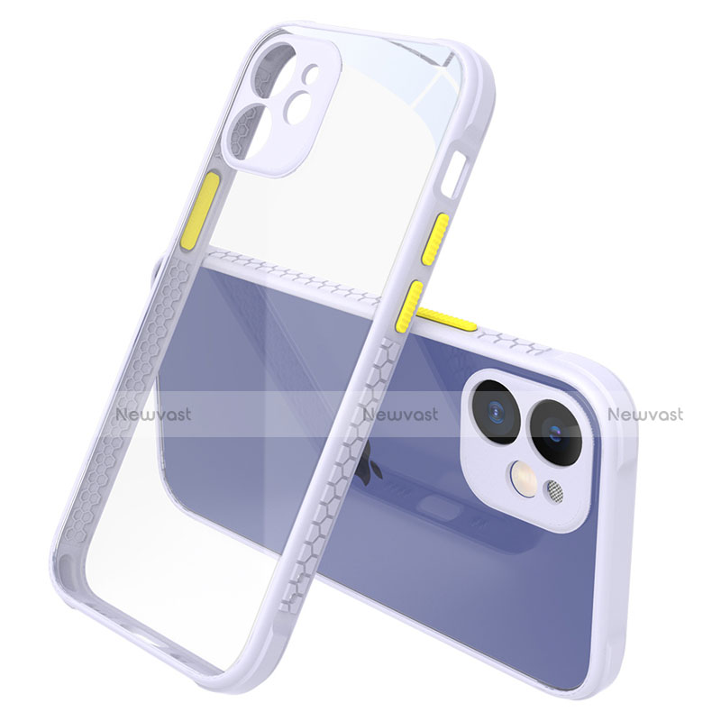 Silicone Transparent Mirror Frame Case Cover M05 for Apple iPhone 12 Mini White