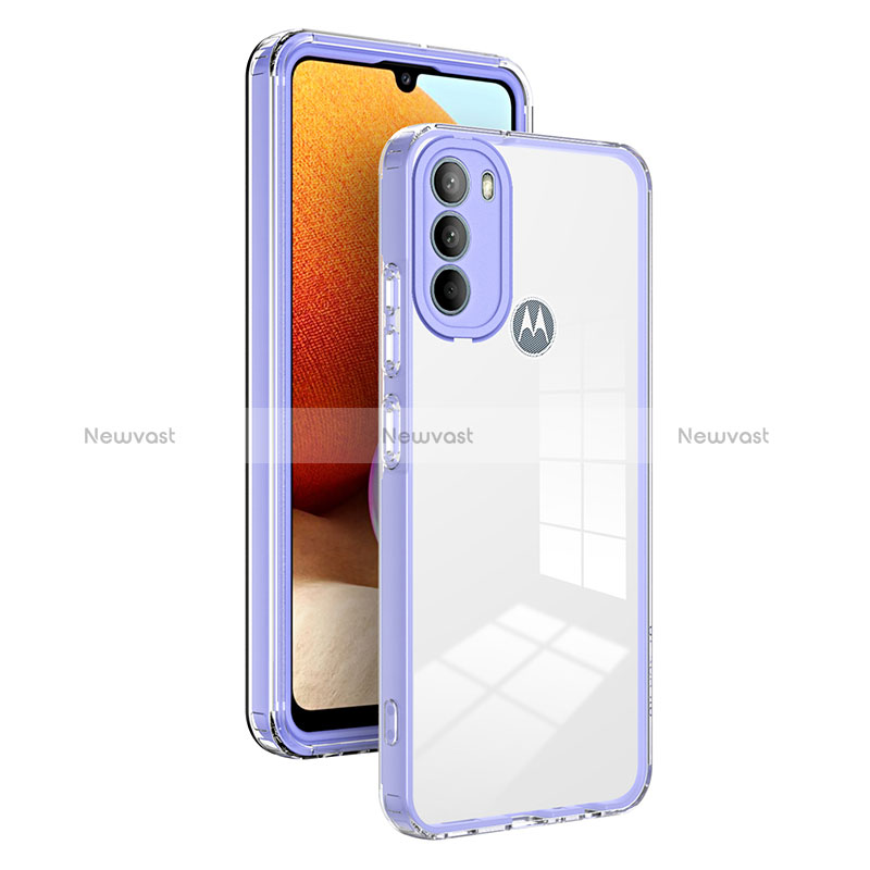 Silicone Transparent Mirror Frame Case Cover MQ1 for Motorola Moto G31 Purple