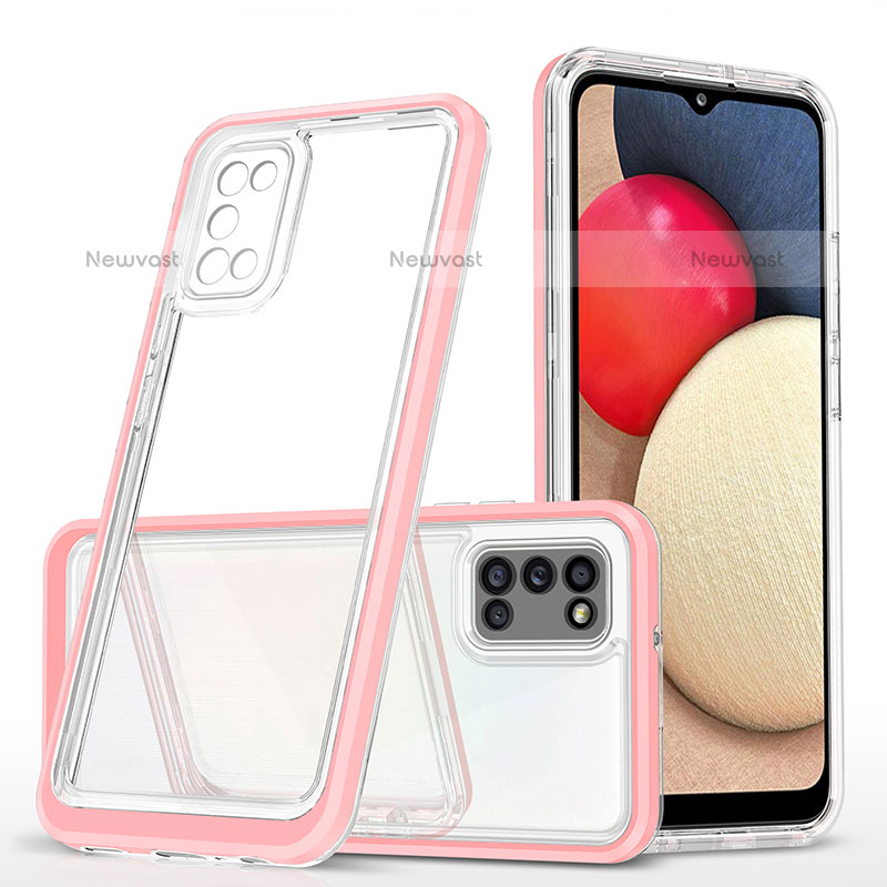 Silicone Transparent Mirror Frame Case Cover MQ1 for Samsung Galaxy A02s Rose Gold