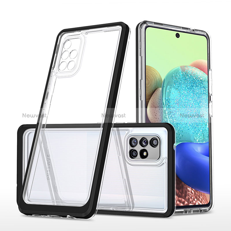 Silicone Transparent Mirror Frame Case Cover MQ1 for Samsung Galaxy A71 5G Black