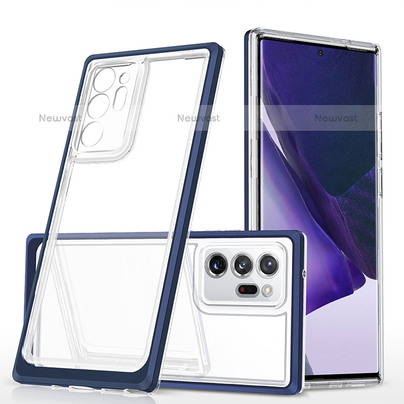Silicone Transparent Mirror Frame Case Cover MQ1 for Samsung Galaxy Note 20 Ultra 5G Blue
