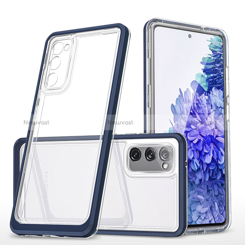 Silicone Transparent Mirror Frame Case Cover MQ1 for Samsung Galaxy S20 FE 5G Blue