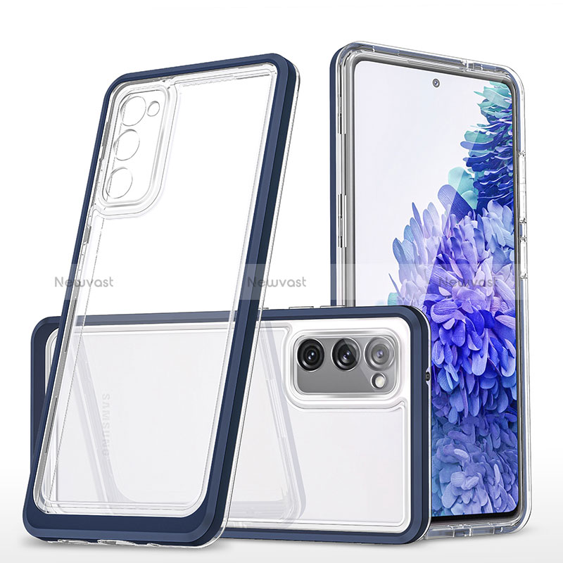 Silicone Transparent Mirror Frame Case Cover MQ1 for Samsung Galaxy S20 Lite 5G Blue
