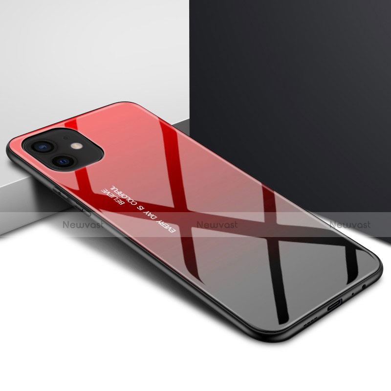 Silicone Transparent Mirror Frame Case Cover N01 for Apple iPhone 12 Mini Red