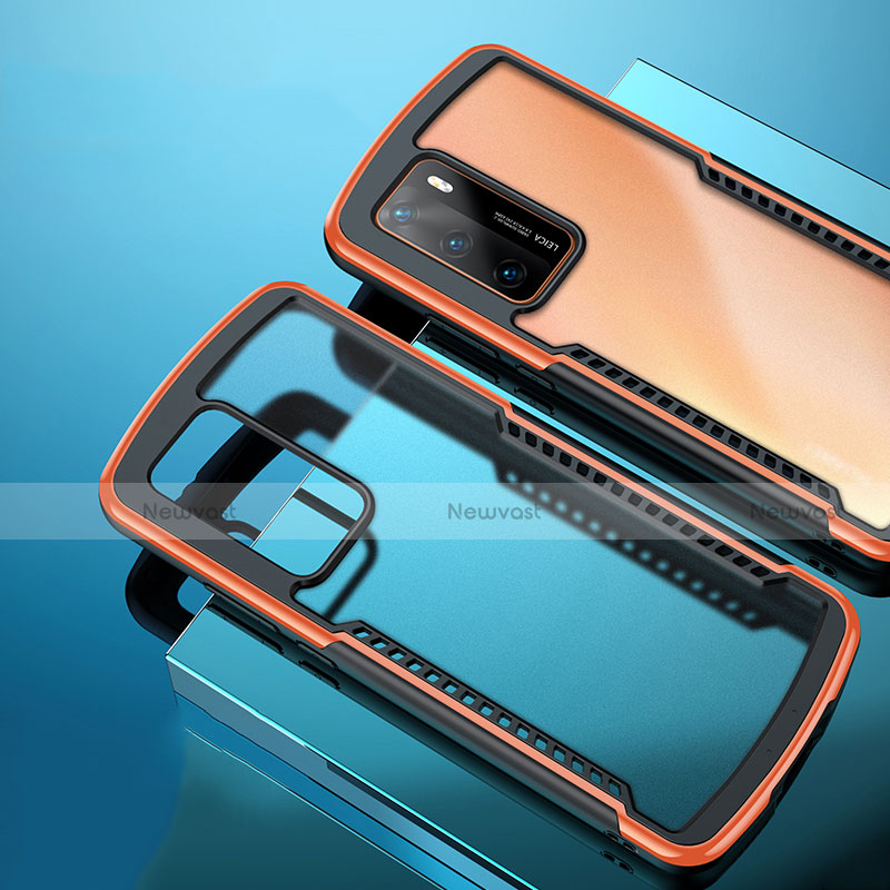 Silicone Transparent Mirror Frame Case Cover N01 for Huawei P40 Orange