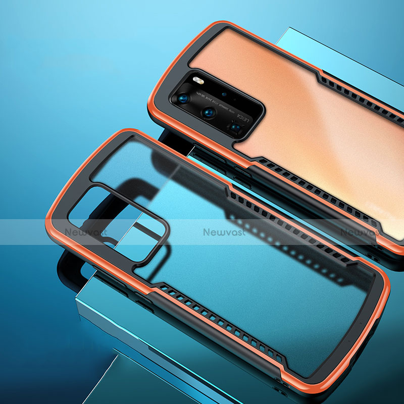 Silicone Transparent Mirror Frame Case Cover N01 for Huawei P40 Pro Orange