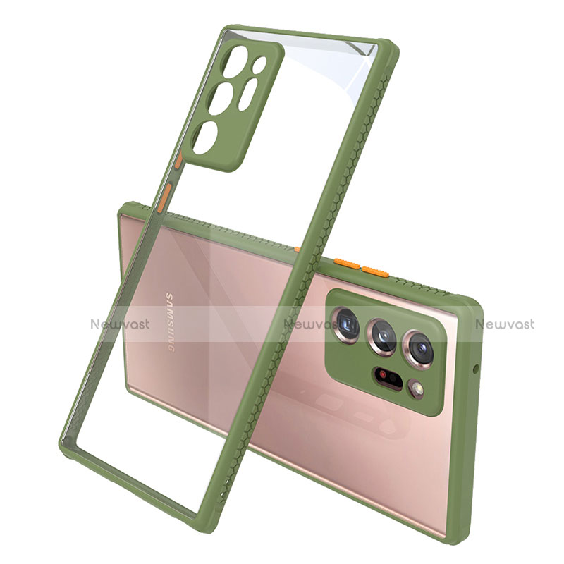 Silicone Transparent Mirror Frame Case Cover N02 for Samsung Galaxy Note 20 Ultra 5G Army green