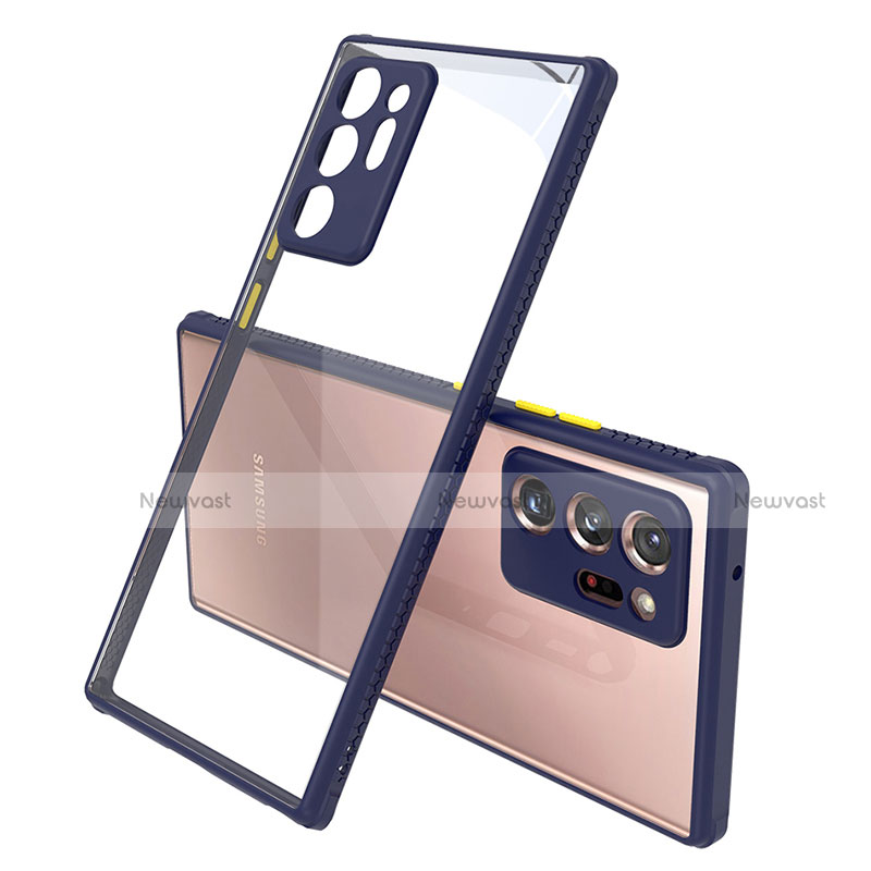 Silicone Transparent Mirror Frame Case Cover N02 for Samsung Galaxy Note 20 Ultra 5G Navy Blue