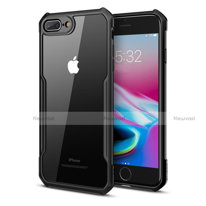 Silicone Transparent Mirror Frame Case Cover P01 for Apple iPhone 7 Plus Black
