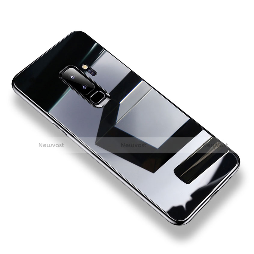 Silicone Transparent Mirror Frame Case Cover S01 for Samsung Galaxy S9 Plus Black