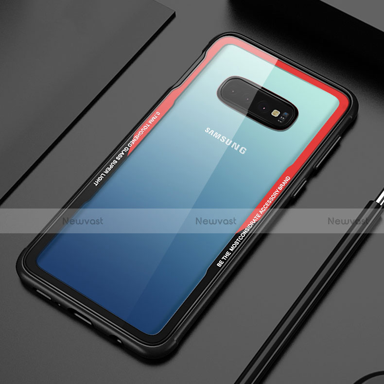 Silicone Transparent Mirror Frame Case Cover T01 for Samsung Galaxy S10 5G Red
