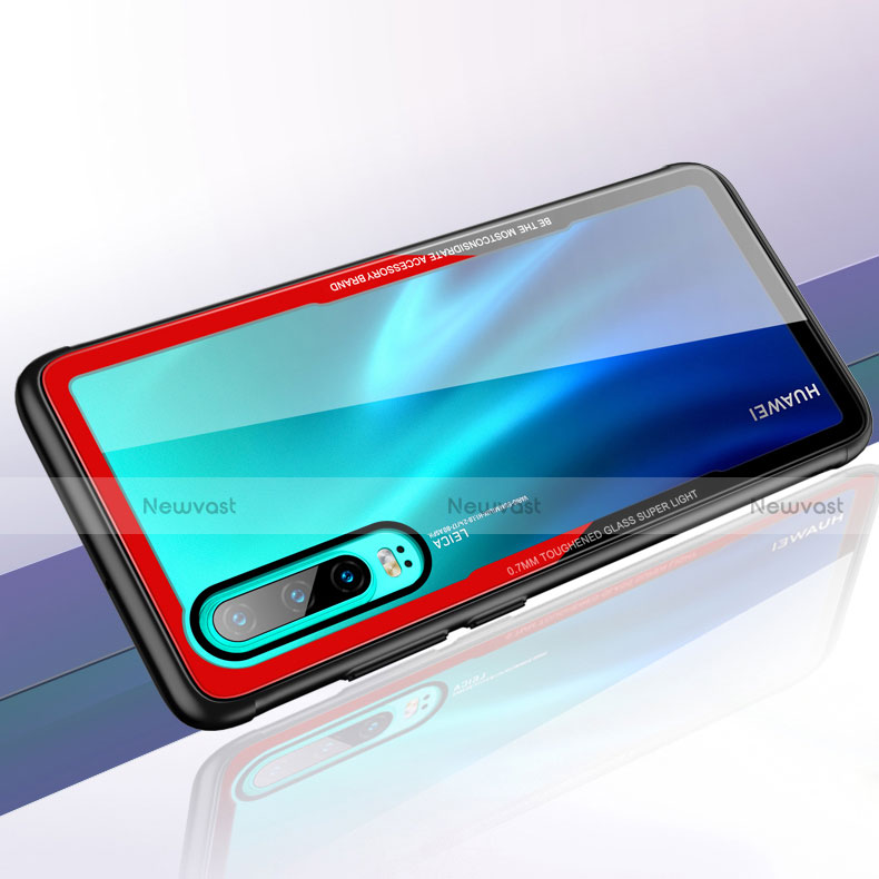 Silicone Transparent Mirror Frame Case Cover T05 for Huawei P30 Red