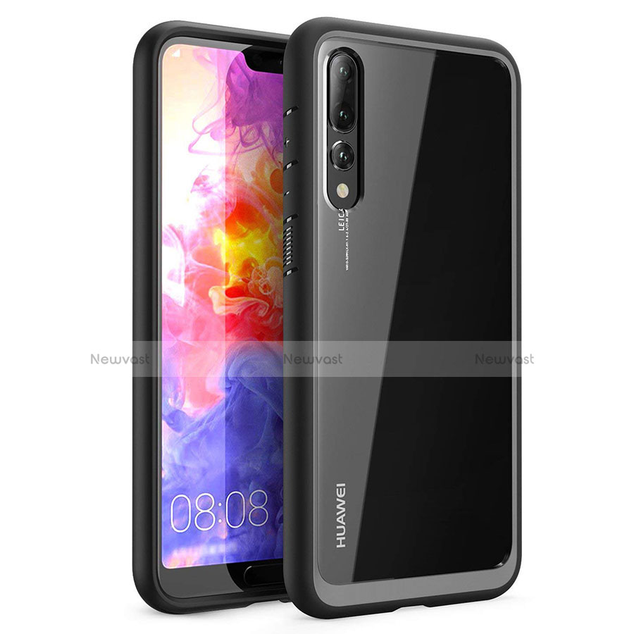 Silicone Transparent Mirror Frame Case Cover Z02 for Huawei P20 Pro Black