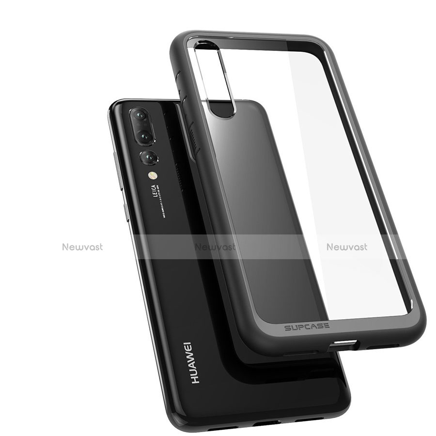 Silicone Transparent Mirror Frame Case Cover Z02 for Huawei P20 Pro Black