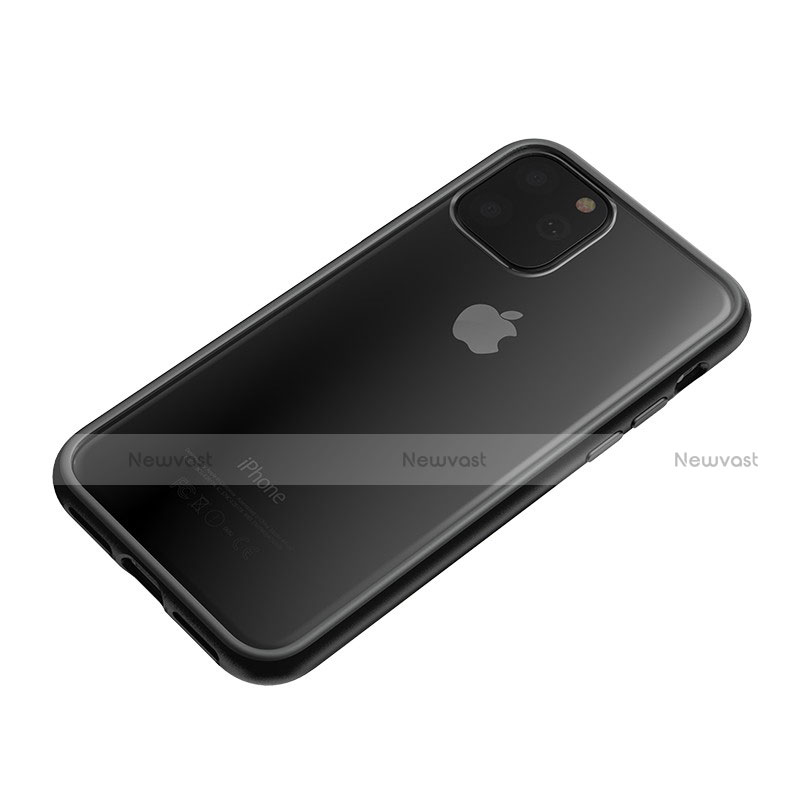 Silicone Transparent Mirror Frame Case for Apple iPhone 11 Pro Max Black