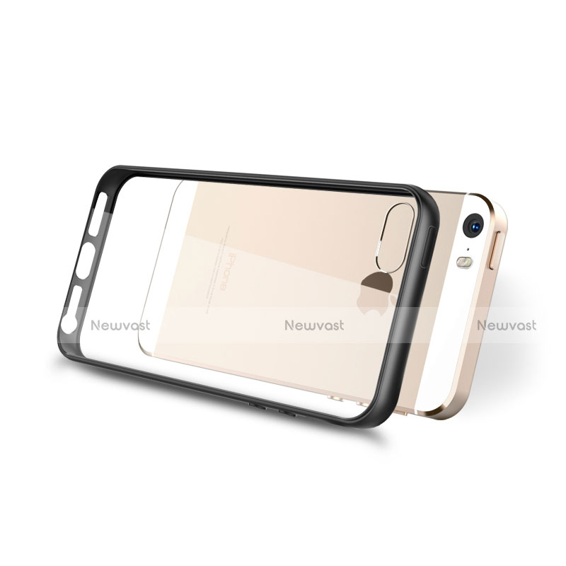 Silicone Transparent Mirror Frame Case for Apple iPhone 5 Black