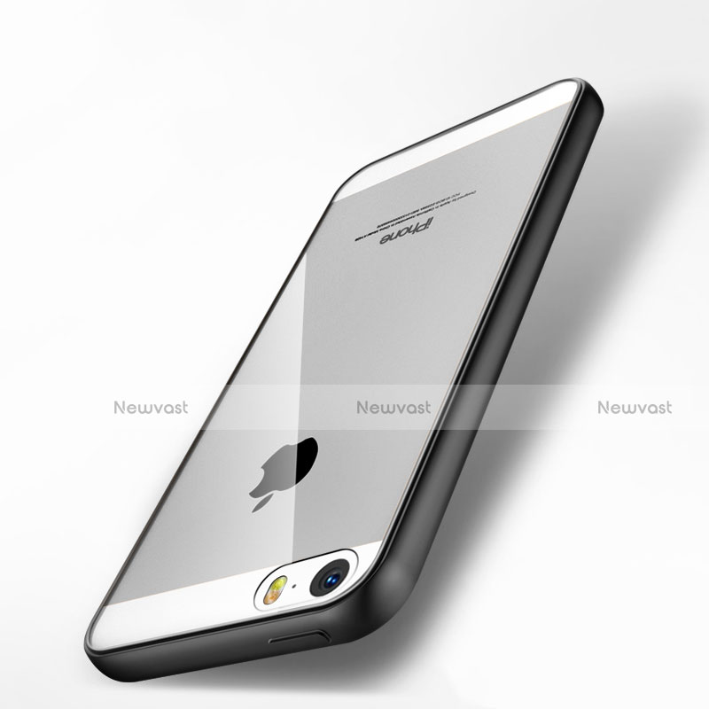 Silicone Transparent Mirror Frame Case for Apple iPhone SE Black