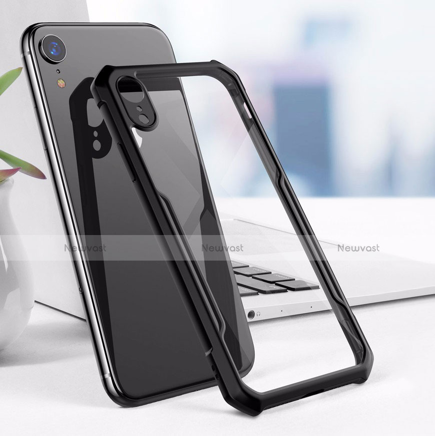 Silicone Transparent Mirror Frame Case for Apple iPhone XR Black