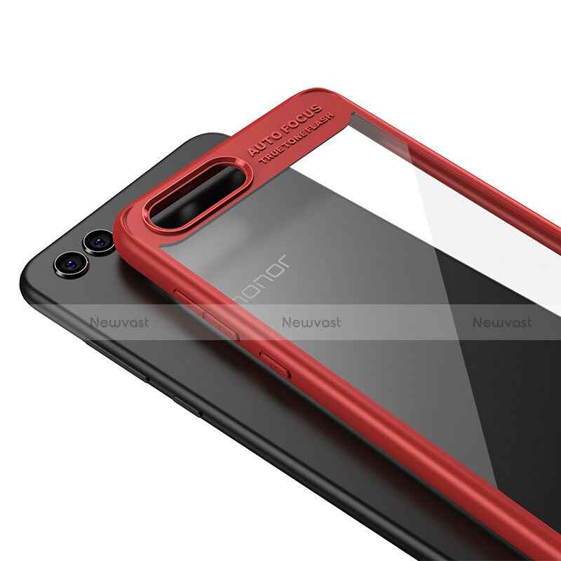 Silicone Transparent Mirror Frame Case for Huawei Honor V10 Red