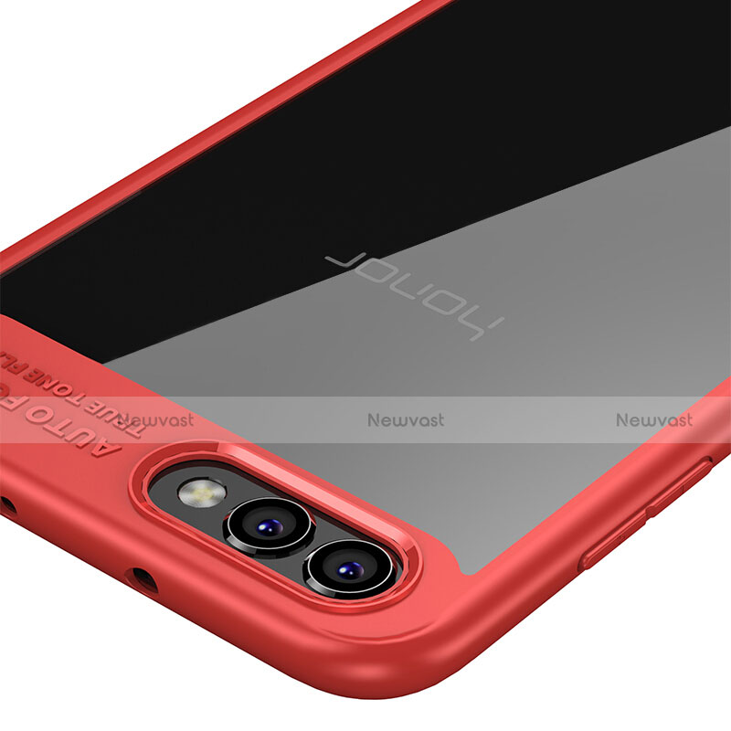 Silicone Transparent Mirror Frame Case for Huawei Honor View 10 Red