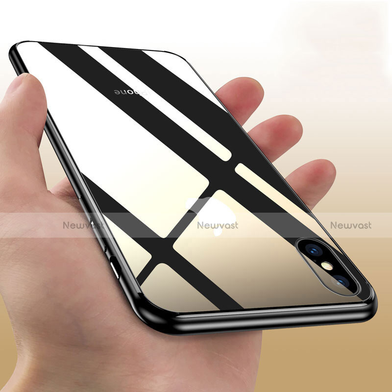 Silicone Transparent Mirror Frame Cover for Apple iPhone Xs Black