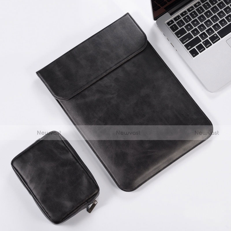 Sleeve Velvet Bag Leather Case Pocket for Apple MacBook 12 inch Black