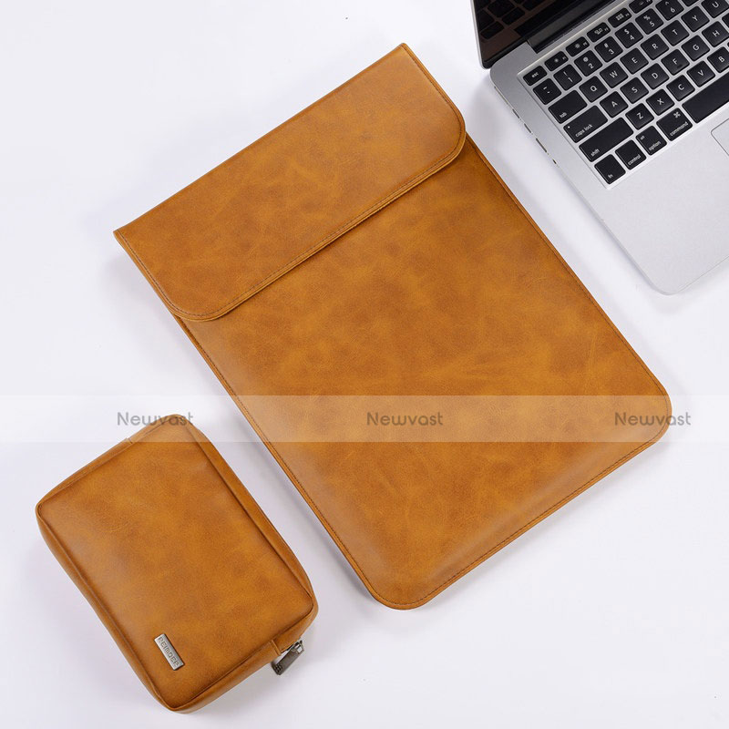 Sleeve Velvet Bag Leather Case Pocket for Apple MacBook Pro 13 inch Orange