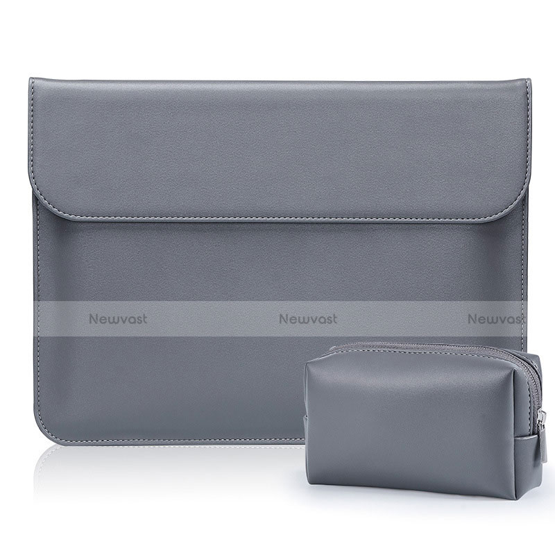 Sleeve Velvet Bag Leather Case Pocket L01 for Samsung Galaxy Book S 13.3 SM-W767 Gray
