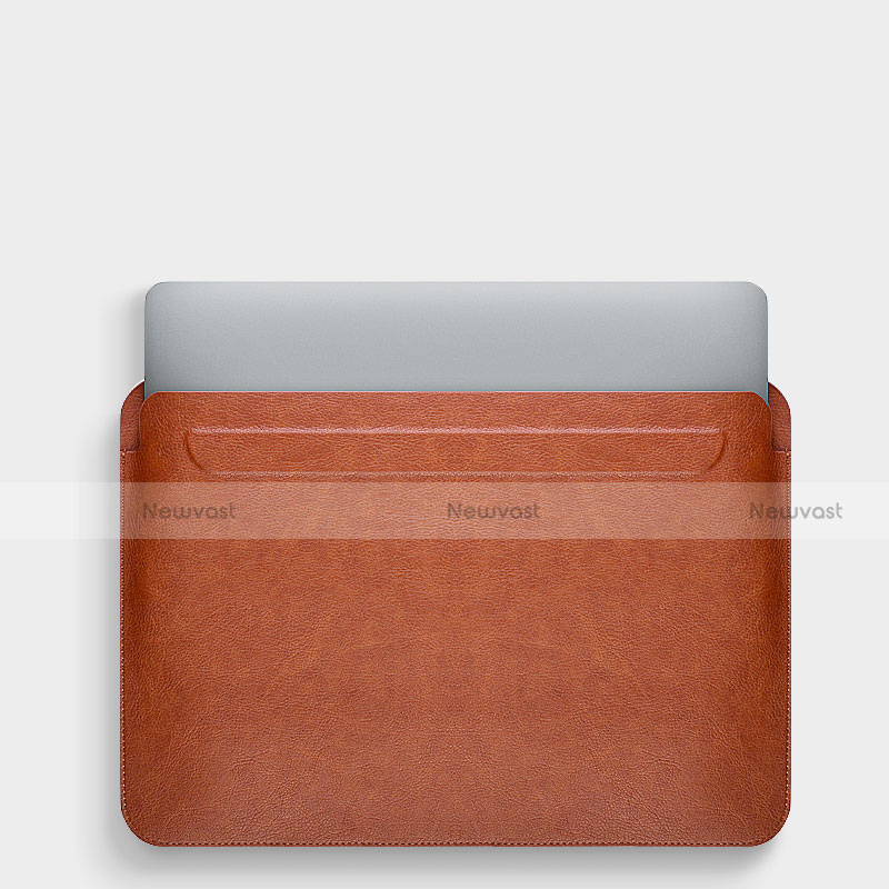 Sleeve Velvet Bag Leather Case Pocket L02 for Apple MacBook Air 13.3 inch (2018) Brown