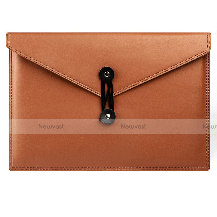 Sleeve Velvet Bag Leather Case Pocket L08 for Apple MacBook Pro 13 inch Brown