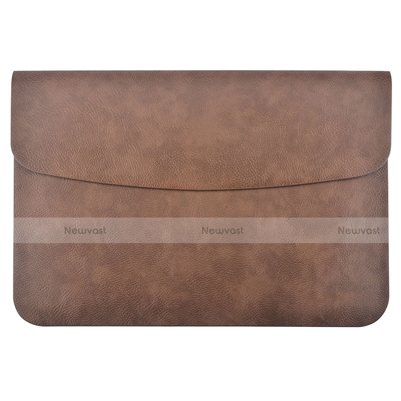 Sleeve Velvet Bag Leather Case Pocket L15 for Apple MacBook 12 inch Brown
