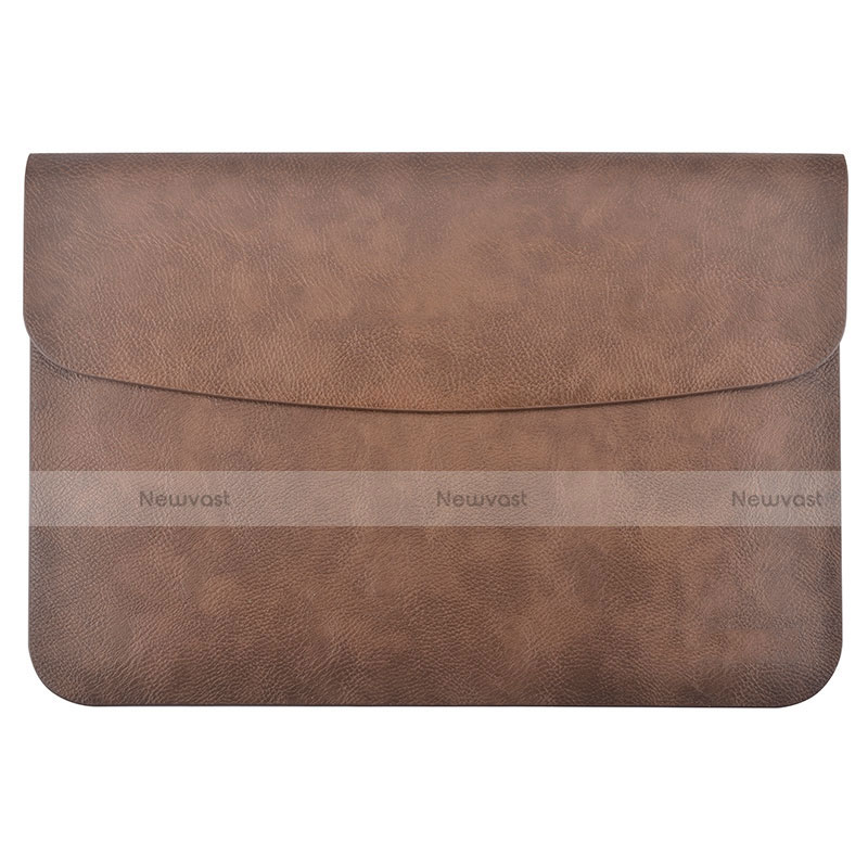 Sleeve Velvet Bag Leather Case Pocket L15 for Apple MacBook Pro 13 inch Brown