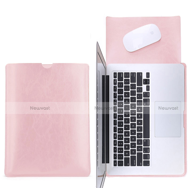 Sleeve Velvet Bag Leather Case Pocket L17 for Apple MacBook Pro 15 inch Pink