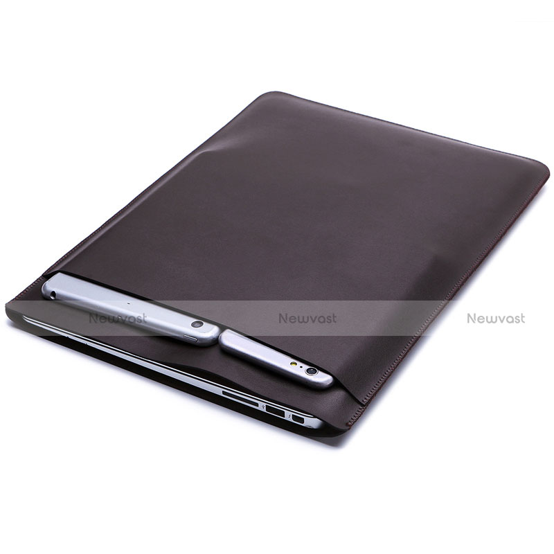 Sleeve Velvet Bag Leather Case Pocket L20 for Apple MacBook Pro 13 inch Brown