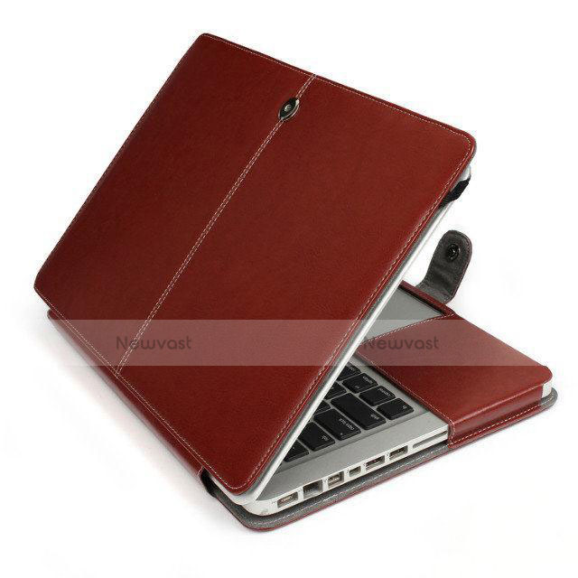 Sleeve Velvet Bag Leather Case Pocket L24 for Apple MacBook Air 13.3 inch (2018) Brown