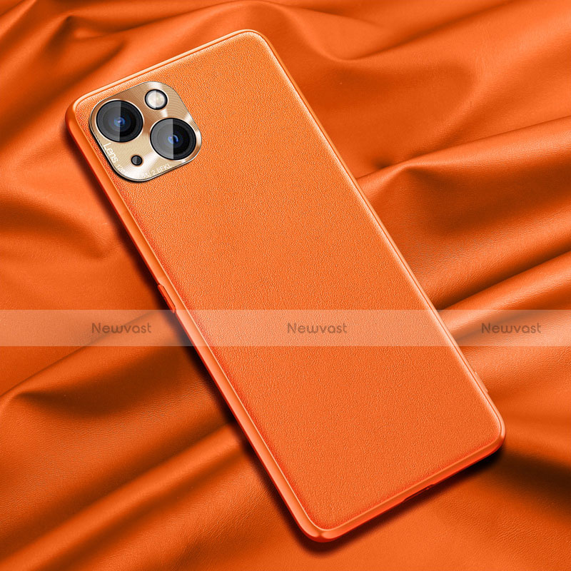 Soft Luxury Leather Snap On Case Cover A01 for Apple iPhone 13 Mini Orange